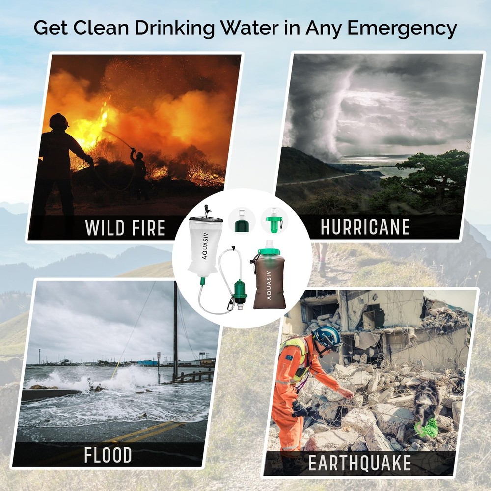 Gravity Water Filter Kit with HFM Carbon & Pre Filter, Gravity Bag & Squeeze ...