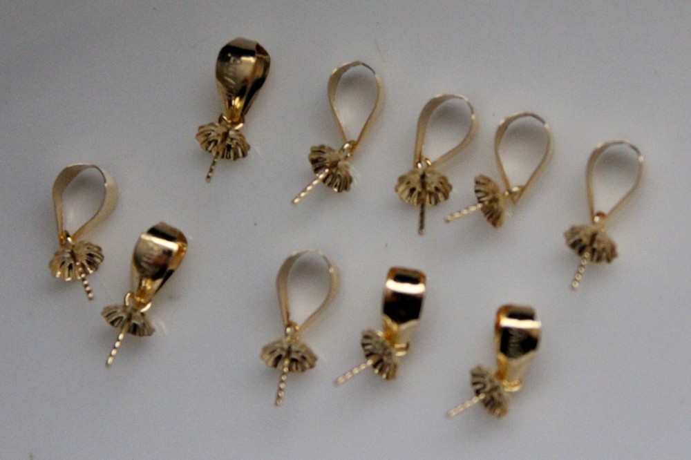 10 pcs 18k solid yellow gold bail