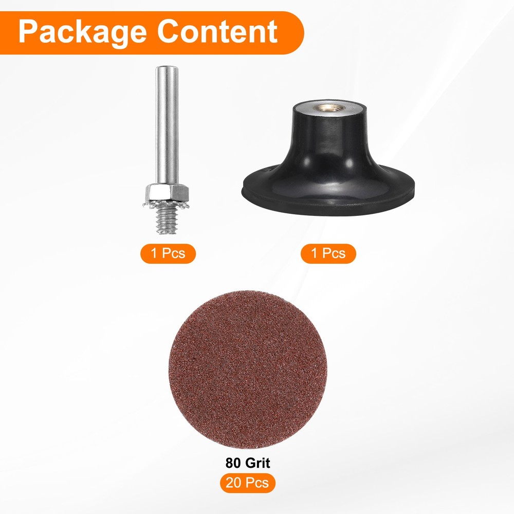 22pcs Quick Change Disc Set 2" Roll Lock Sanding Disc 80 Grits with Disc Holder
