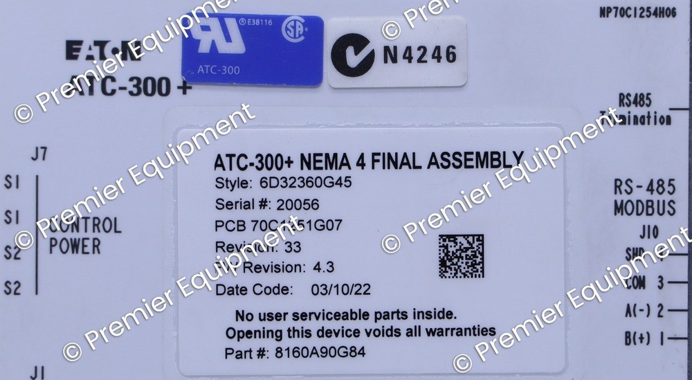 EATON ATC-300+ 6D32360G45 AUTOMATIC TRANSFER SWITCH CONTROLLER