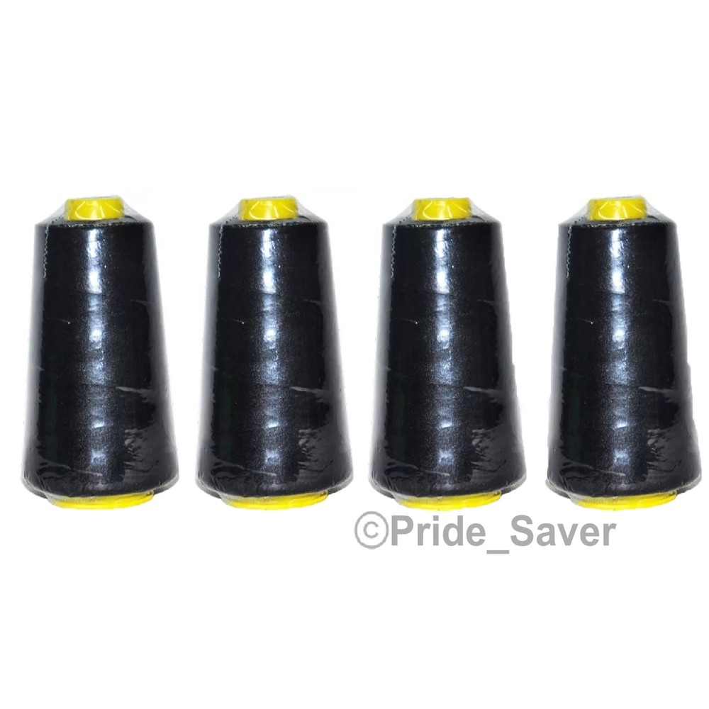 2500 Yard Each Spools BLACK Sewing Thread All Purpose 100% Polyester (4 Pack)