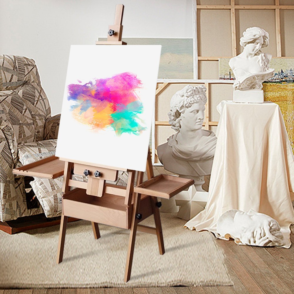 Beech Foldable Flat Easels Dual-Purpose Foldable Adjustable Easel for Painting