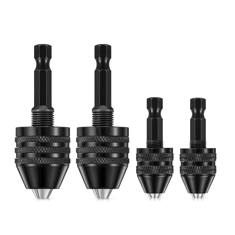 4Pcs 1/4"Hex Shank Keyless Drill Chuck Adapter Bit Quick Change Converter Driver