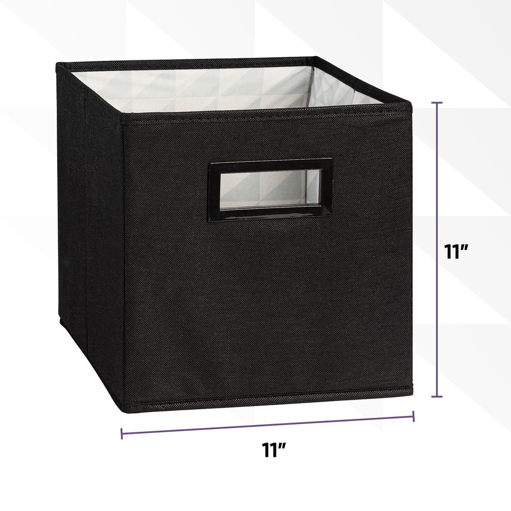 Superio Fabric Organizing Bin, 11" Black Fabric Cube 4-Pack