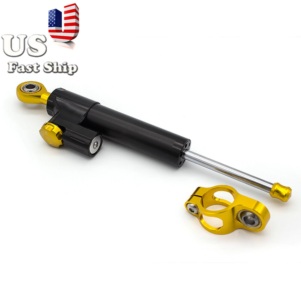 Black&Gold Motorcycle Universal Steering Damper Stabilizer Linear Control Safety