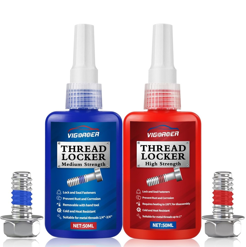 Vigorder Thread Lock Medium and High Strength, Thread Locker for Nuts, Bolts,...