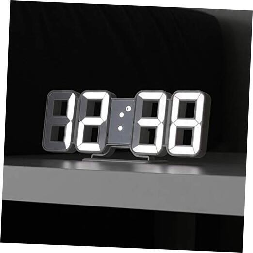 3D Pure Mini White LED Clock, Multi-Function LED 8.5" White Table Alarm Clock