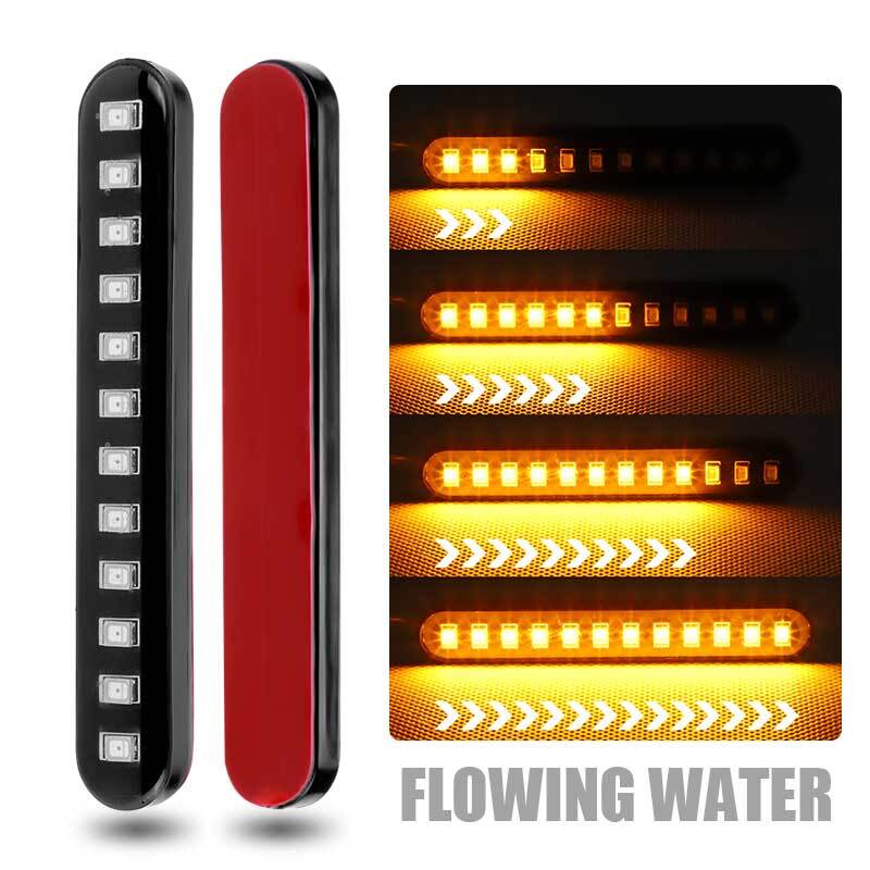 2X Sequential Motorcycle LED Light Turn Signal Indicator Strip Amber Waterproof