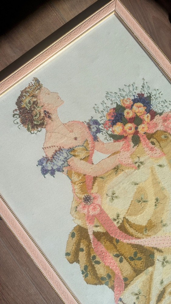 Mirabilia Discontinued SPRING QUEEN Framed Completed Cross Stitch
