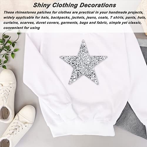 24 Pack Star Shape Rhinestone Patch 6 Sizes Iron Star-Shaped Applique Patch