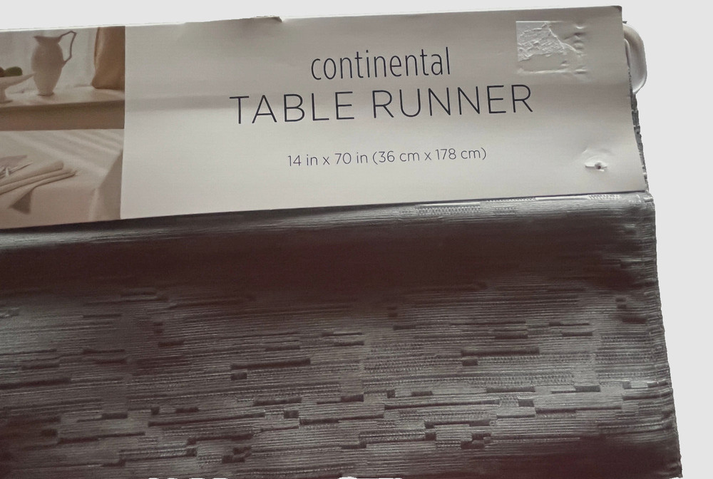 Continental Collection Table Runner 14x70" Gray Spill Proof Polyester Bardwil