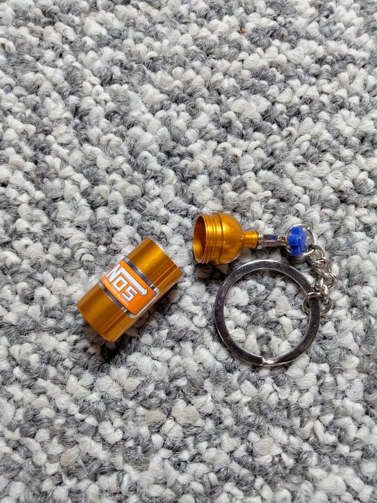 NOS Nitrous Key Chain Stash Box Auto Accessory Gold