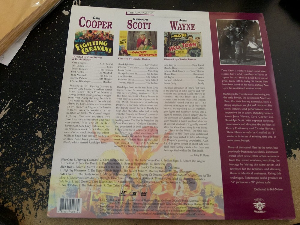 Laserdisc THE ZANE GREY COLLECTION TRIPLE FEATURE Westerns