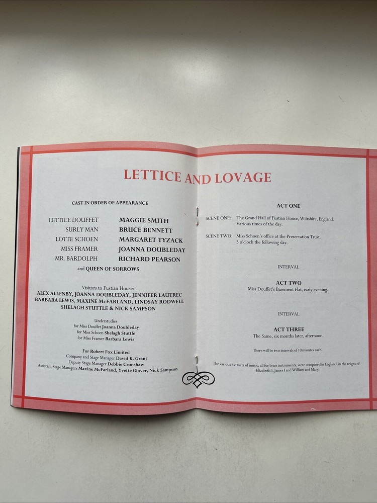 LETTICE AND LOVAGE theatre programme MAGGIE SMITH