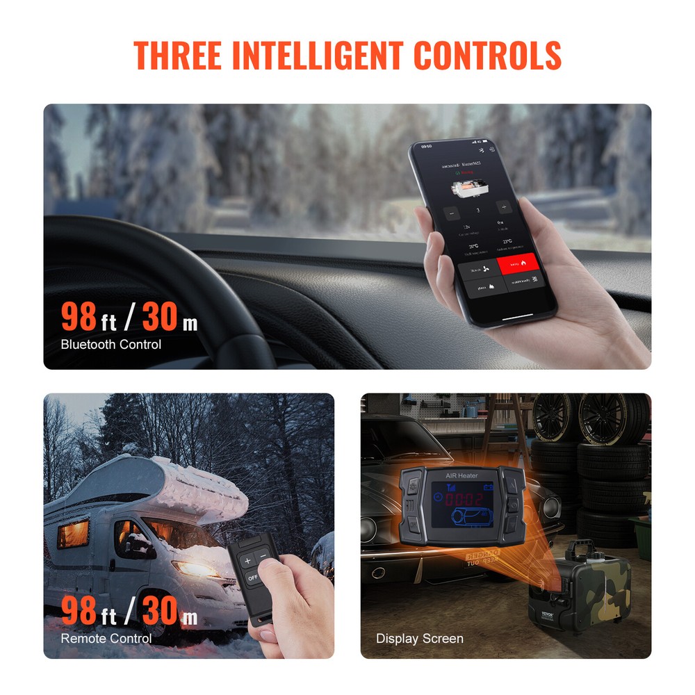 VEVOR Diesel Air Heater All in one 8KW 12V/24V Bluetooth APP Remote Control Car