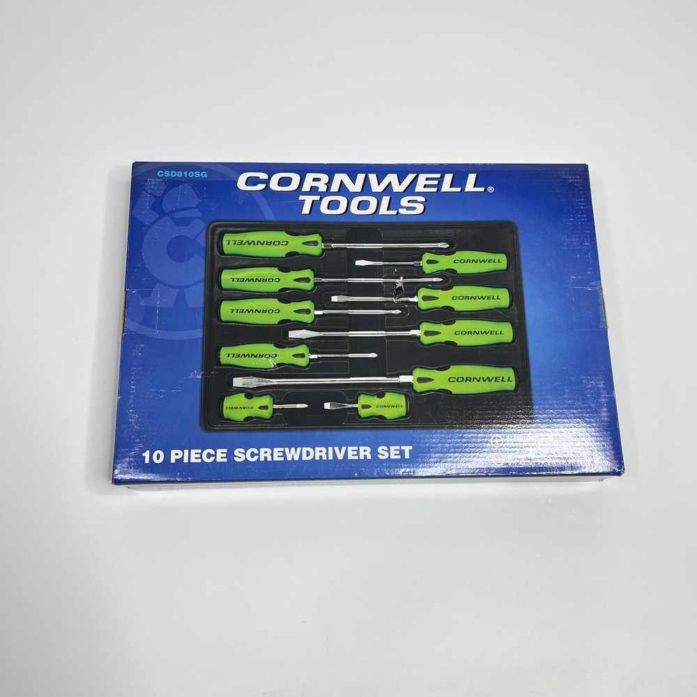 New Cornwell Tools 10pc Screwdriver Set CSD810SG Green