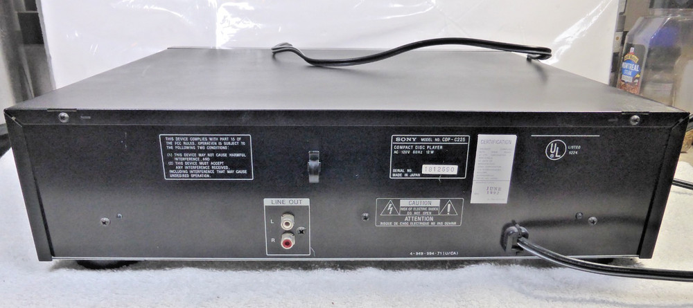 SONY CDP-C225 5-Disc CD Compact Disc Player Carousel Changer Tested