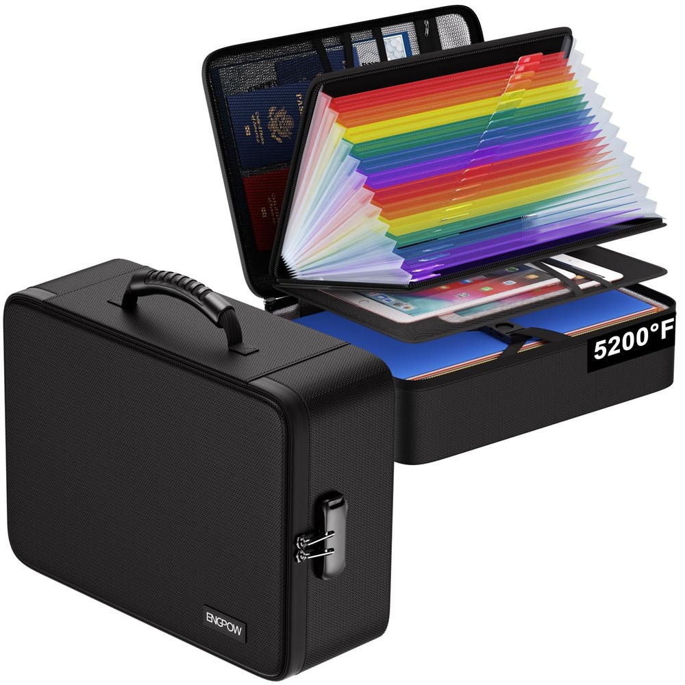 5200℉ Soft Case Fireproof Document Box with Lock,Fireproof Box with 25 Colorf...