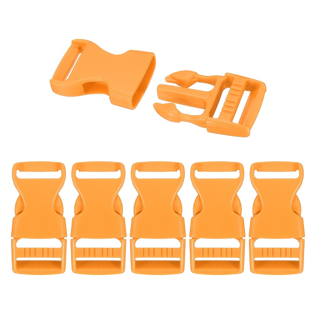6 Pack Quick Side Release Buckle, 1" Plastic Buckle Clip, Orange
