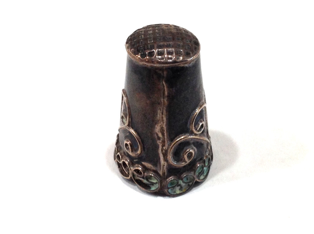 Vtg Mexico Sterling Silver Thimble Ornate Design