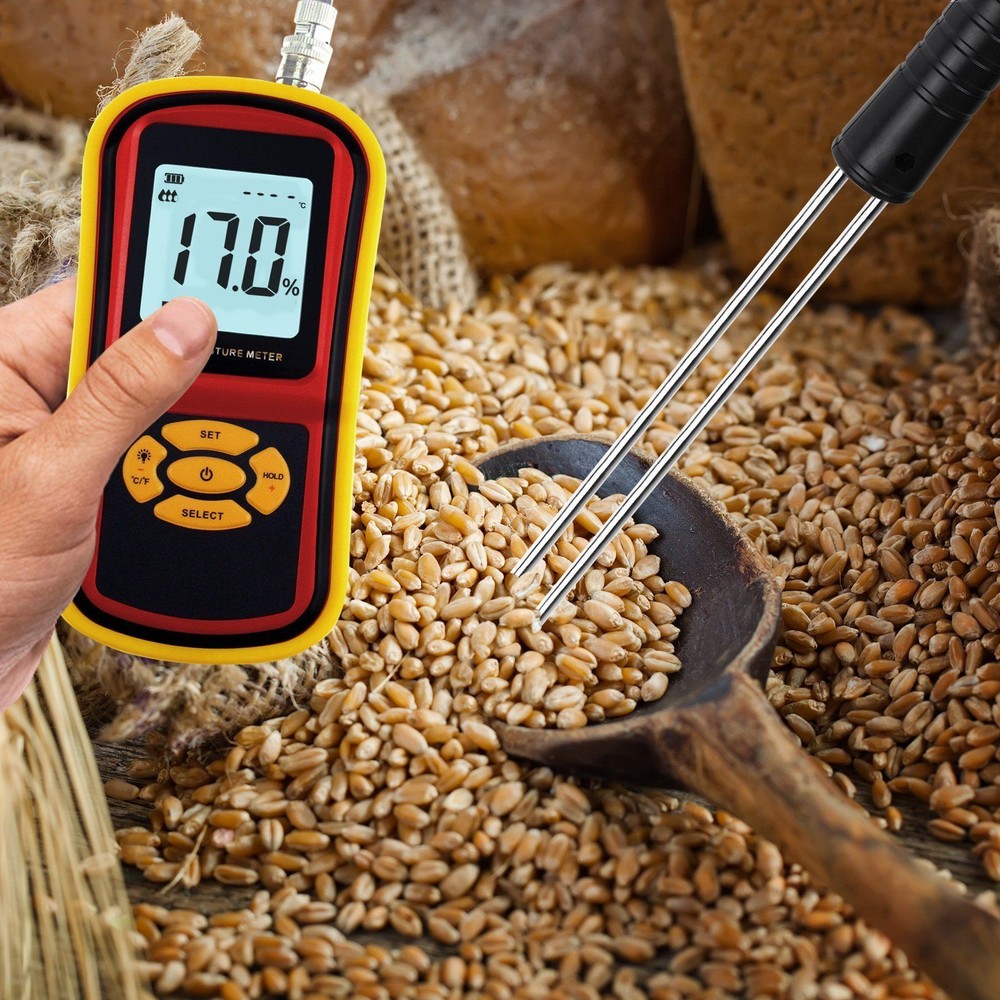 Digital Grain Moisture Meter W/Measuring Probe LCD Display Tester for Corn Wheat