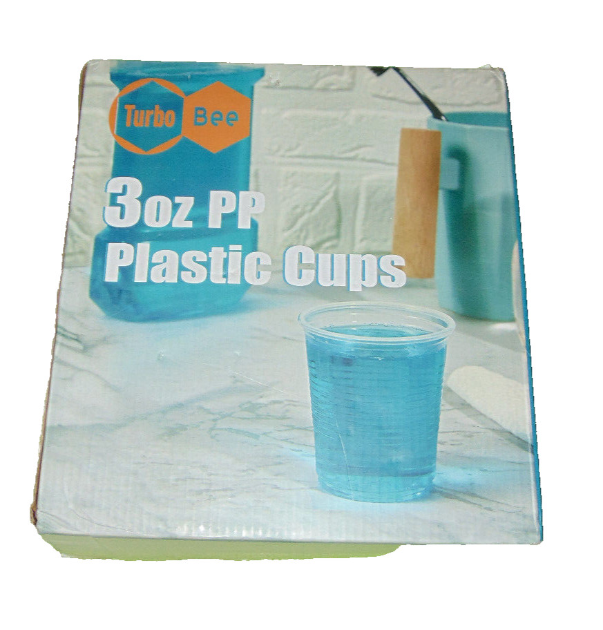 Turbo Bee 3oz. Disposable Plastic Cups Clear 500 pack New