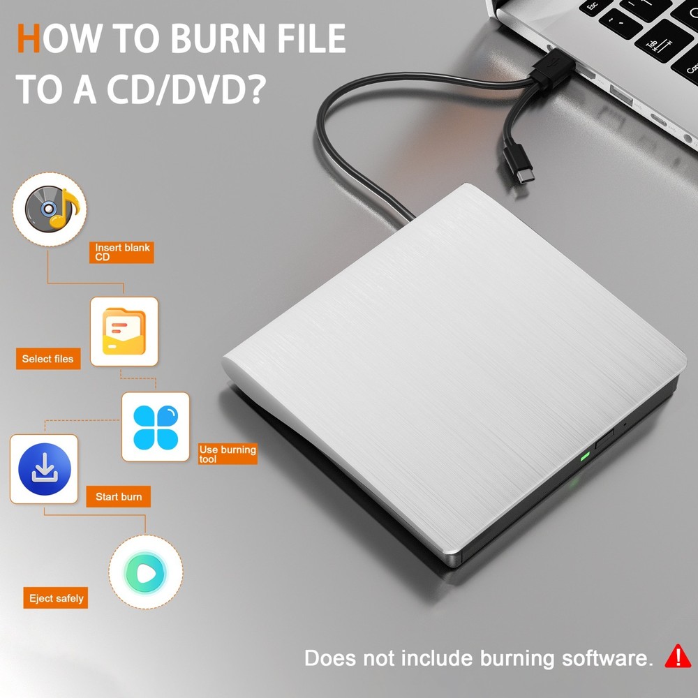 USB3.0 External CD DVD RW Drive Reader Burner Player Optical Drive For Laptop PC