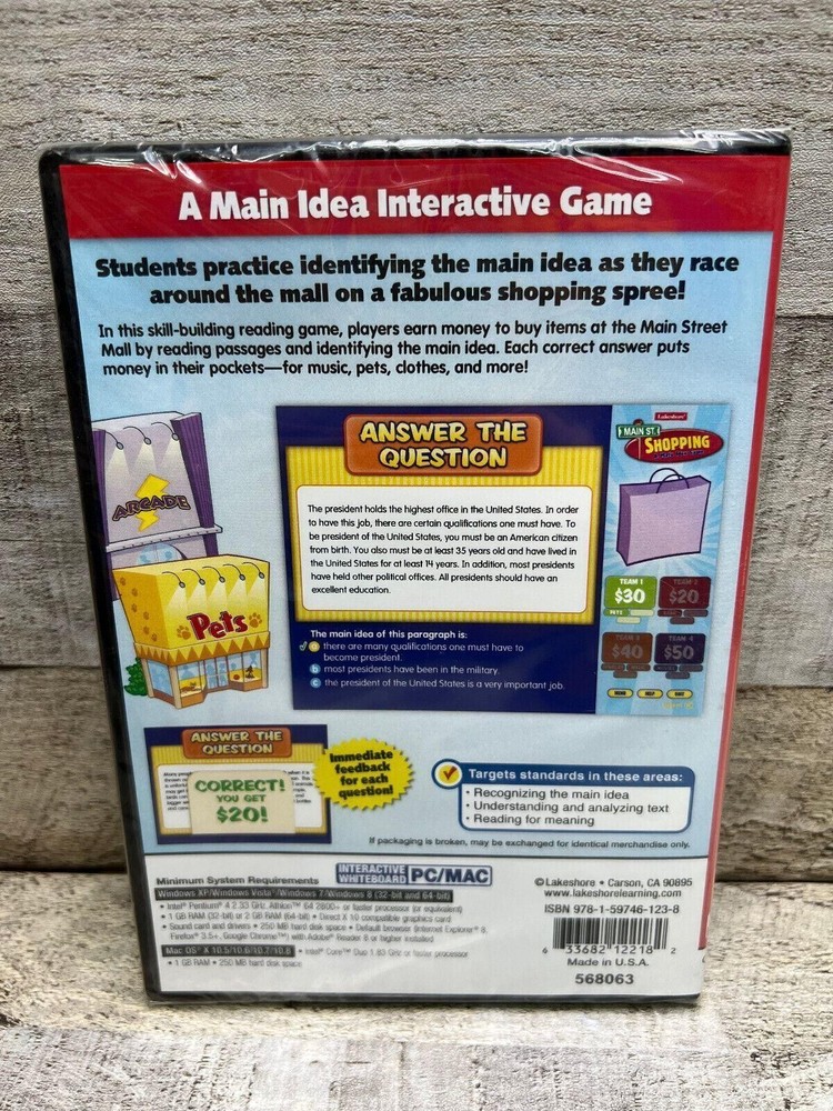 Main St. Shopping Lakeshore Interactive Whiteboard Software Grade 4-6 HH822 Math