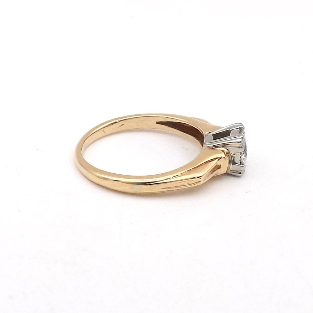 Solid 14K Gold Natural Diamond Engagement Ring Box Setting Vintage sz3.75