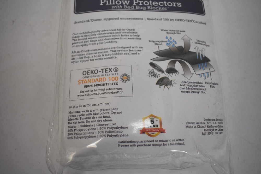 All-in-One 2 Pack Viral Blocking Zippered Pillow Protector w/ Bed Bug Blocker