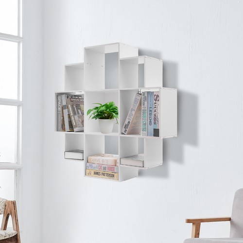 Wall Mounted Display Bookcase Book Shelf Home Decor Storage Rack Shelving Unit