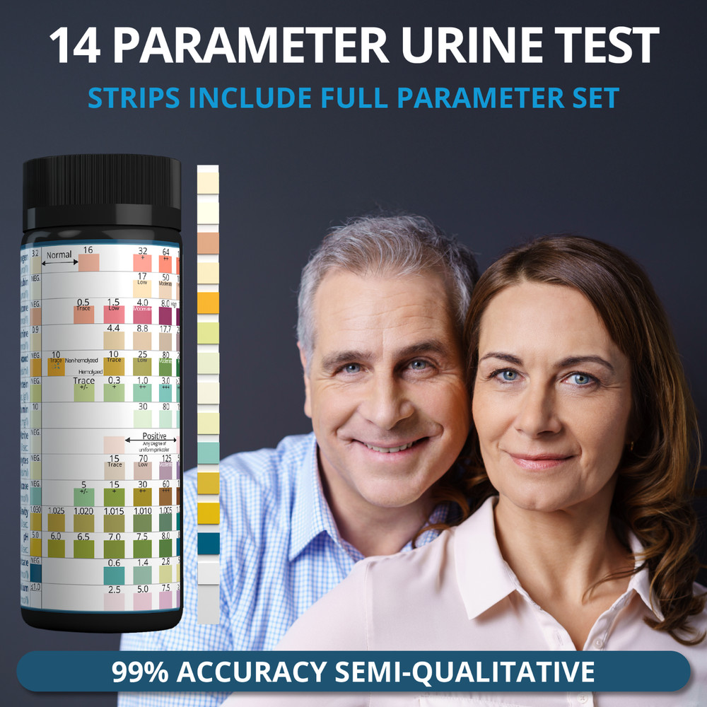 URITESO 14 Parameter Full Panel Urine Test Strips for Urinalysis | 100 Strips