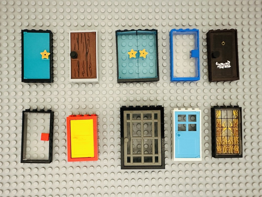 Lot Of 10 Random Color Shape Lego Doors Frames