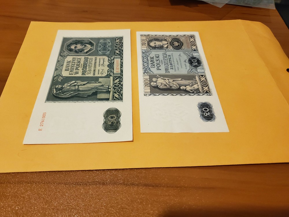 2 Poland note P-77a 1934 gem unc and P102 gem UNC