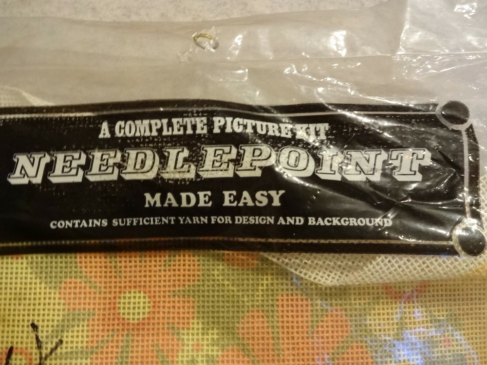 Vogart Needlepoint Painted Canvas Flowers