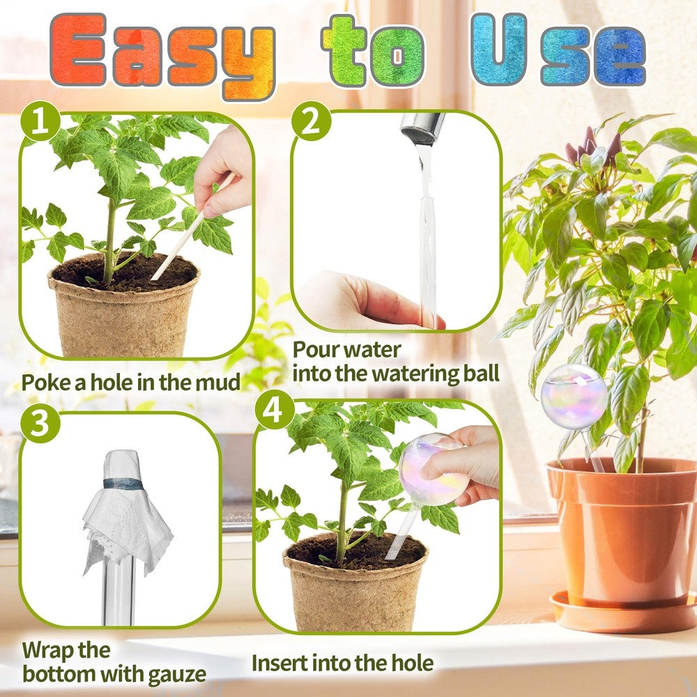 Bvrbaory 2 Pcs Iridescent Self Watering Medium-2 Iridescent, Clear