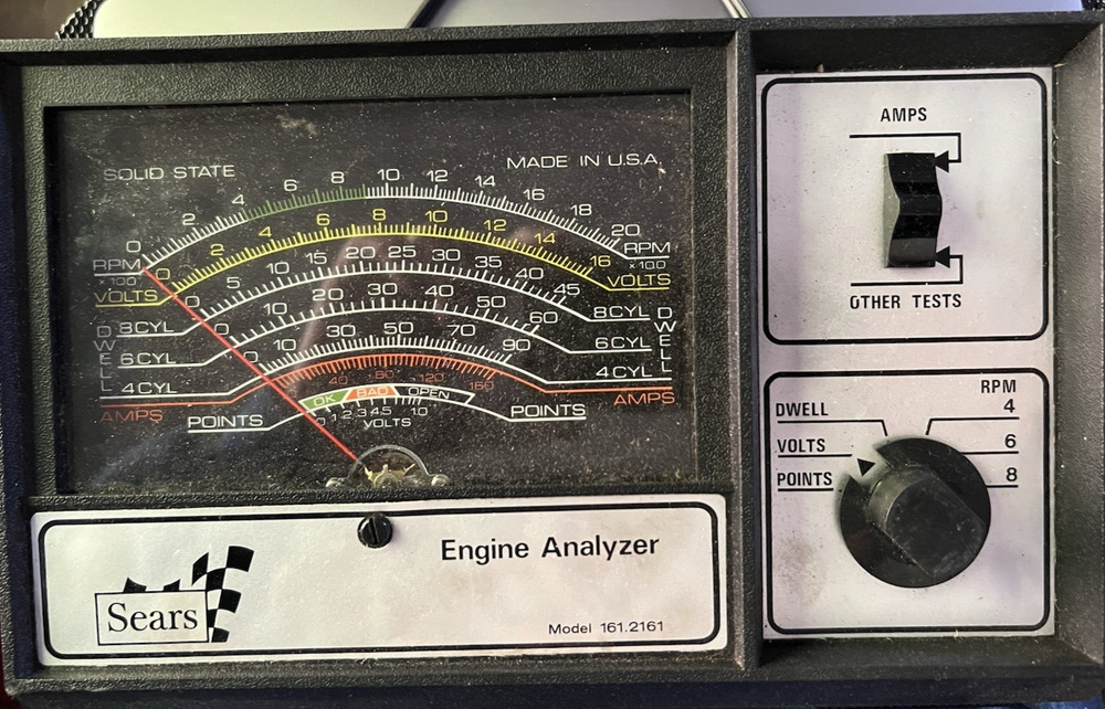 Vintage Sears Engine Analyzer 12 Volt Ignition Systems 28 2161 w/Manual Untested