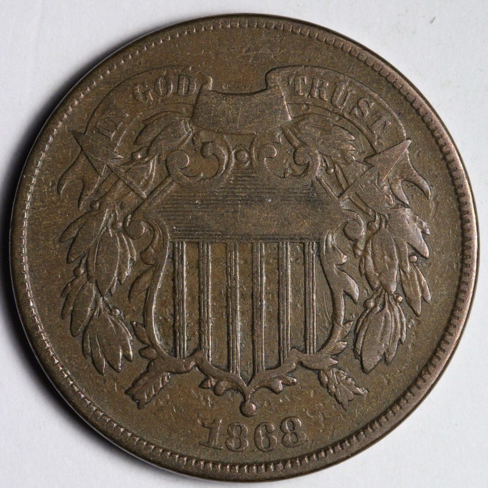 1868 Two Cent Piece VF E197 AKCF