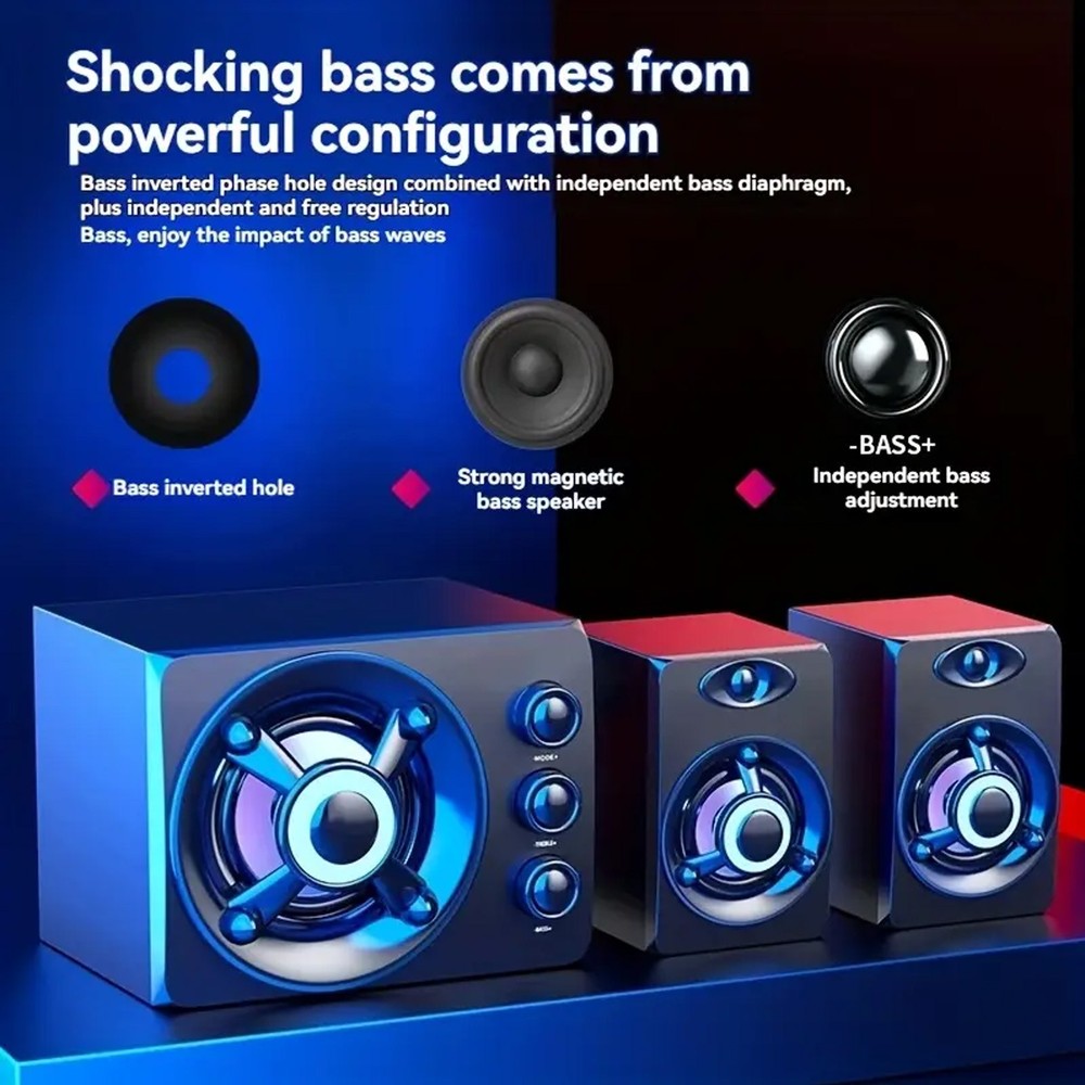 Wired Computer Speakers USB Powered Surround Sound System for Desktops & Laptops