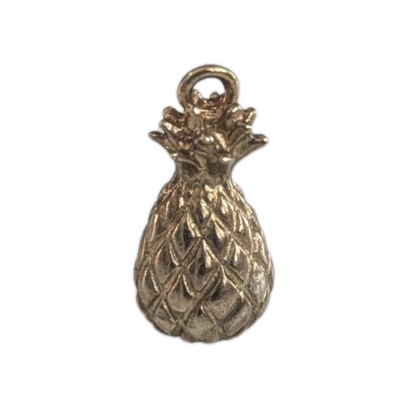 925 Sterling Silver Gold Plated Pineapple Charm