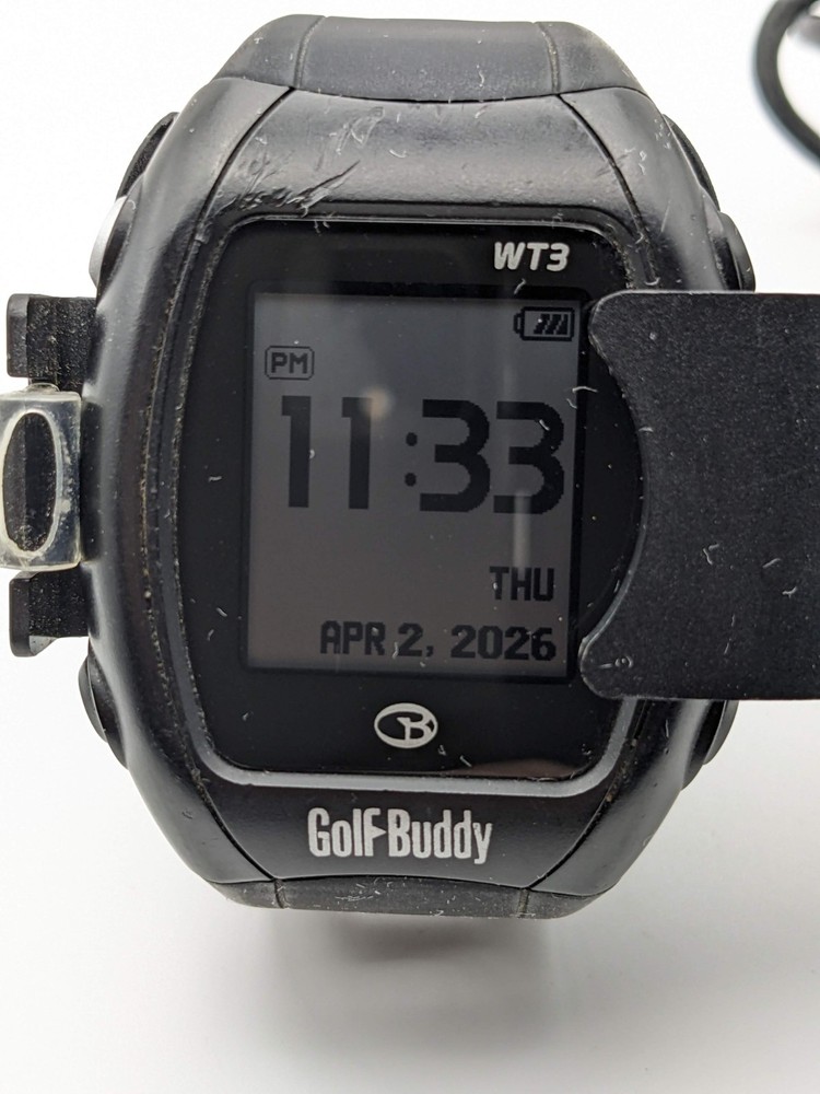 Working Golf Buddy WT3 Smart Golf Watch & Charging Cable & Clip Base