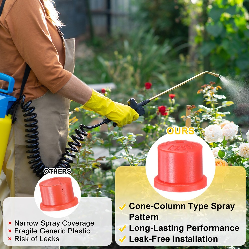 5-Pack Plastic Hollow Cone Sprayer Nozzle Tips [Red, 2.08mm Pore]