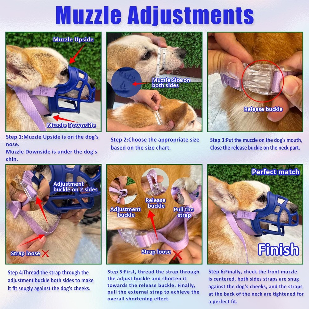 Basket Muzzle Allows Panting Drinking, Anti Biting Chewing, Suitable for Groo...