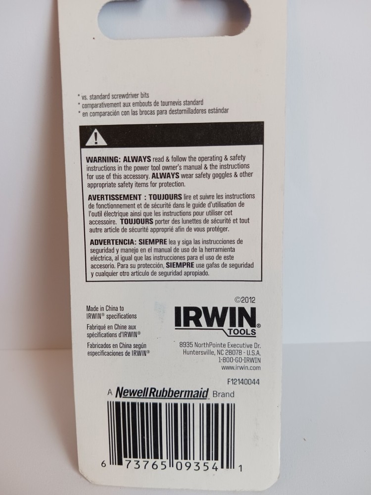Irwin #1837385 Impact Insert Bit, #3 SQUARE, 2PK, 1"