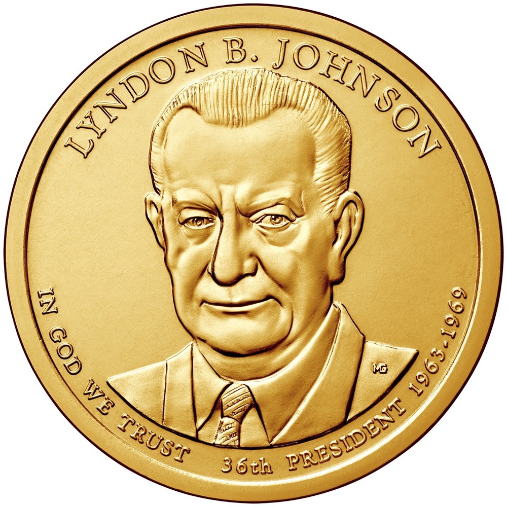 2015 P Lyndon Johnson Presidential Dollar From Mint Roll