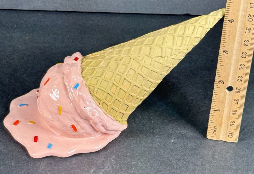 Faux Melting Ice Cream Cone Figurine