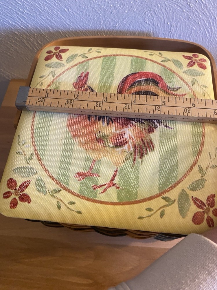 Decorative Basket With Hinged Lid Featuring A Rooster