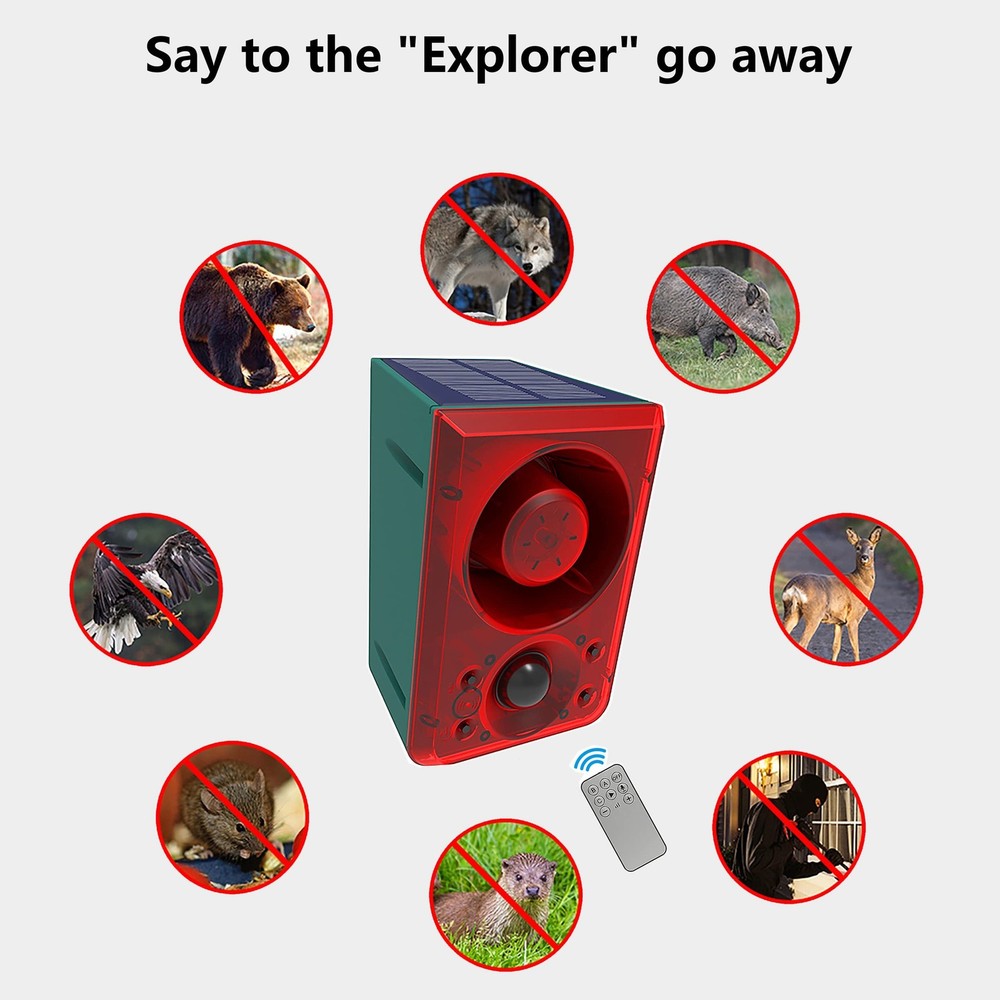 Solar Motion Sensor Sound Alarm for Outdoor- Adjustable Volume Recording Func...