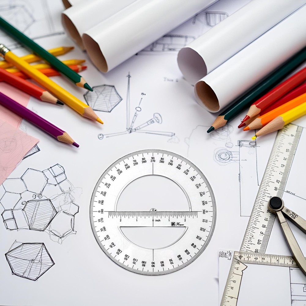 1Pc White 360 Degree Protractor Round Ruler Gauge Angular Drafting Tools Circle