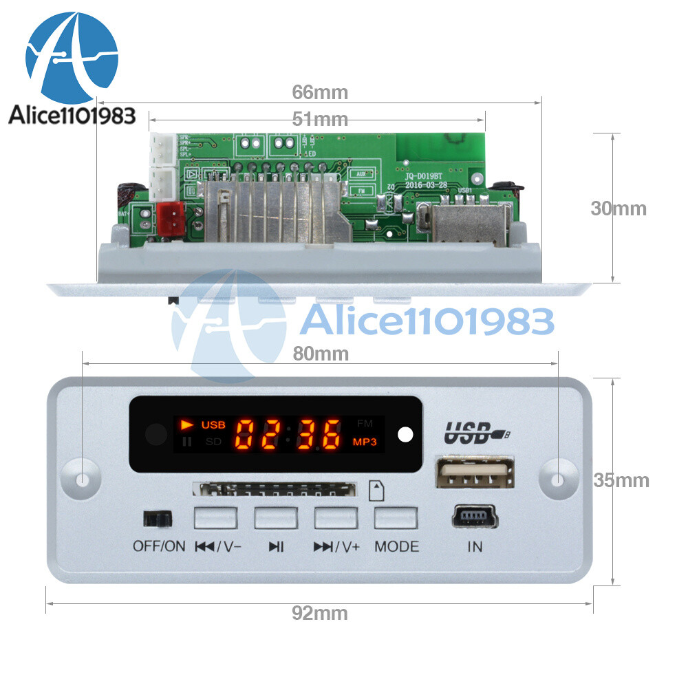 Digital 5V LCD MP3 Wireless Decoder Board USB TF SD Audio Module FM Radio Kit